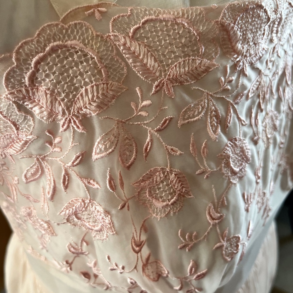 Elegant Vintage Petal Pink Lace Nightgown - Picture 9 of 14